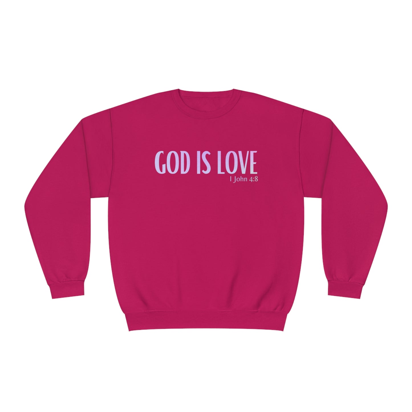 1 John 4:8, God is Love, NuBlend® Crewneck Christian Sweatshirt for men and women