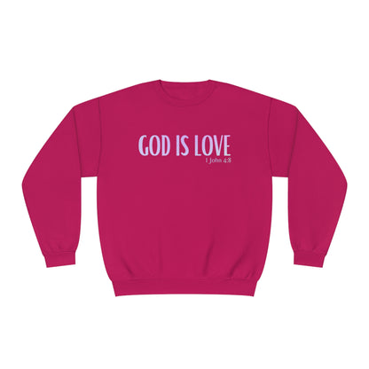 1 John 4:8, God is Love, NuBlend® Crewneck Christian Sweatshirt for men and women
