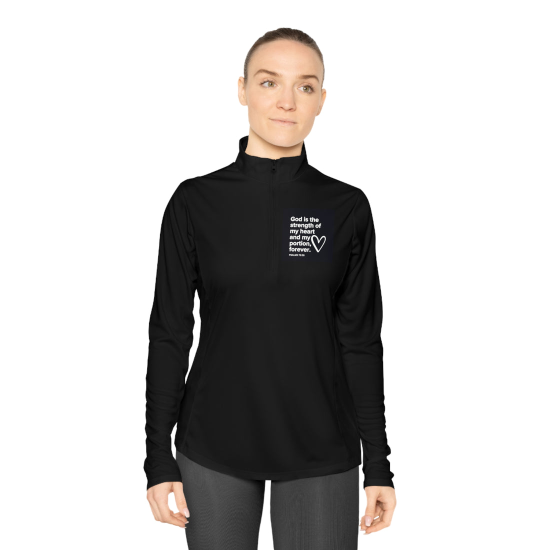 Psalms 73:26, Christian Quarter-Zip Pullover for Women