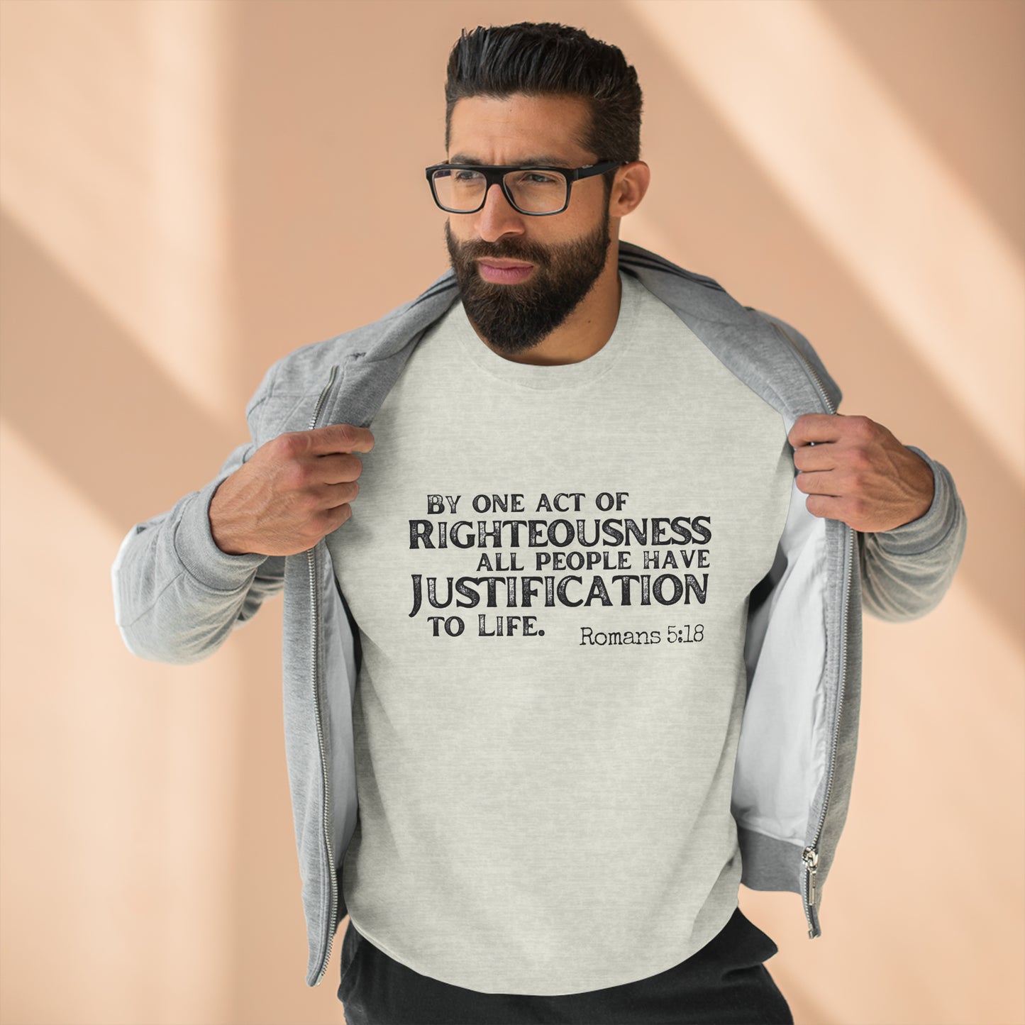 Romans 5:18 Crewneck Christian Sweatshirt for Men