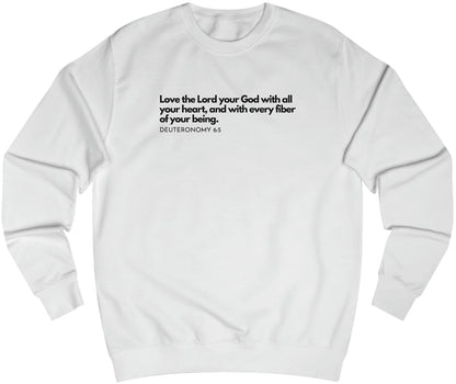 Deuteronomy 6:5, Christian Sweatshirt for Men artic white