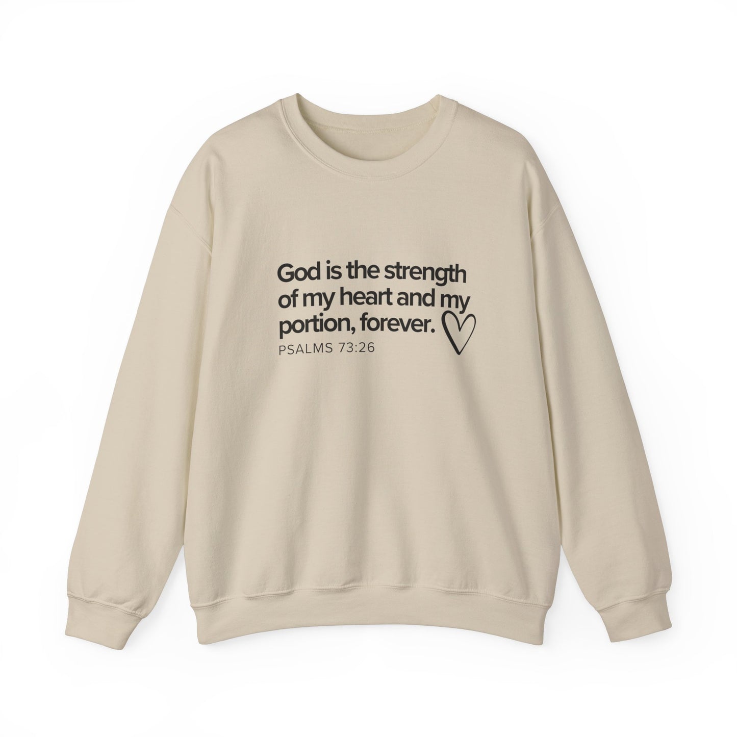 Psalms 73.26, Heavy Blend™ Crewneck Christian Sweatshirt for Men and Women