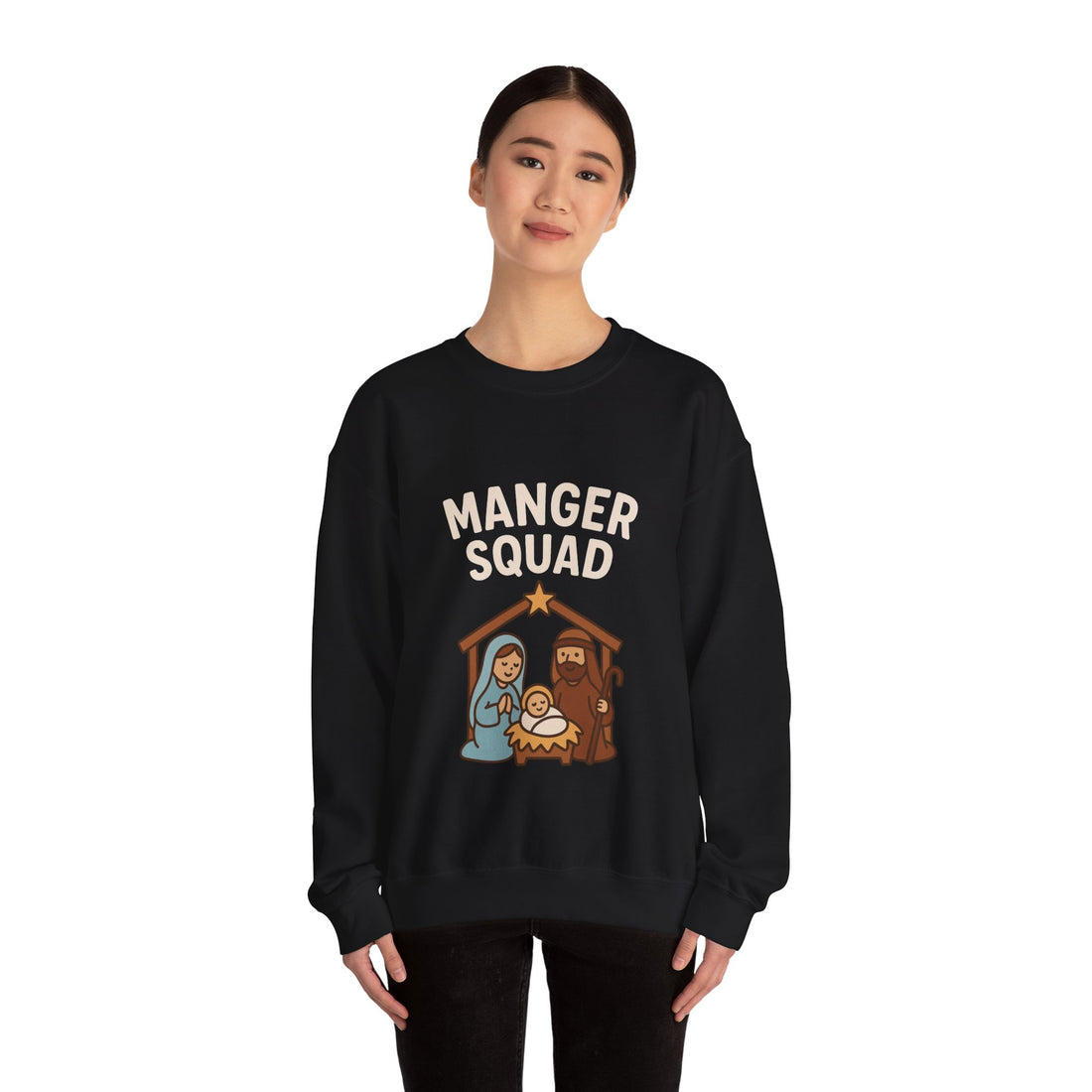 Manger Squad Sweatshirt — Cute Nativity Christmas Crewneck