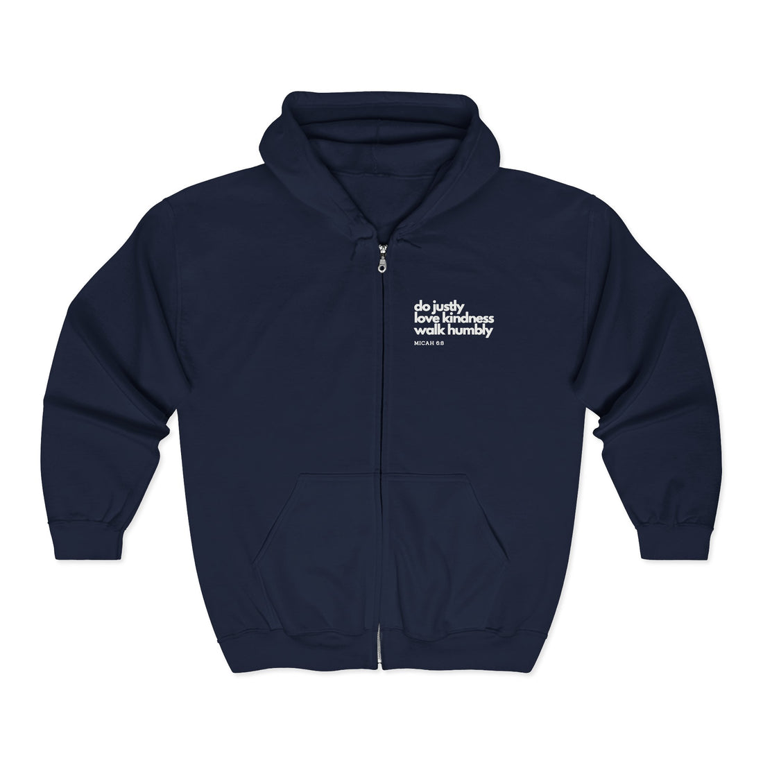 Unisex Heavy Blend™ Full Zip Hooded Sweatshirt:  Micah 6:8 do justly love kindness walk humbly