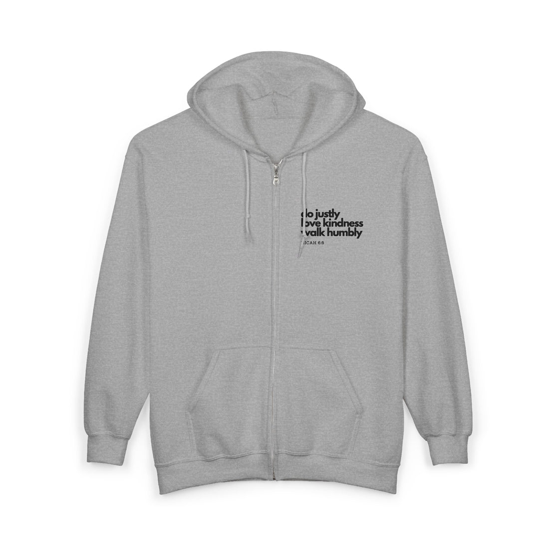 Unisex Heavy Blend™ Full Zip Hooded Sweatshirt:  Micah 6:8 do justly love kindness walk humbly