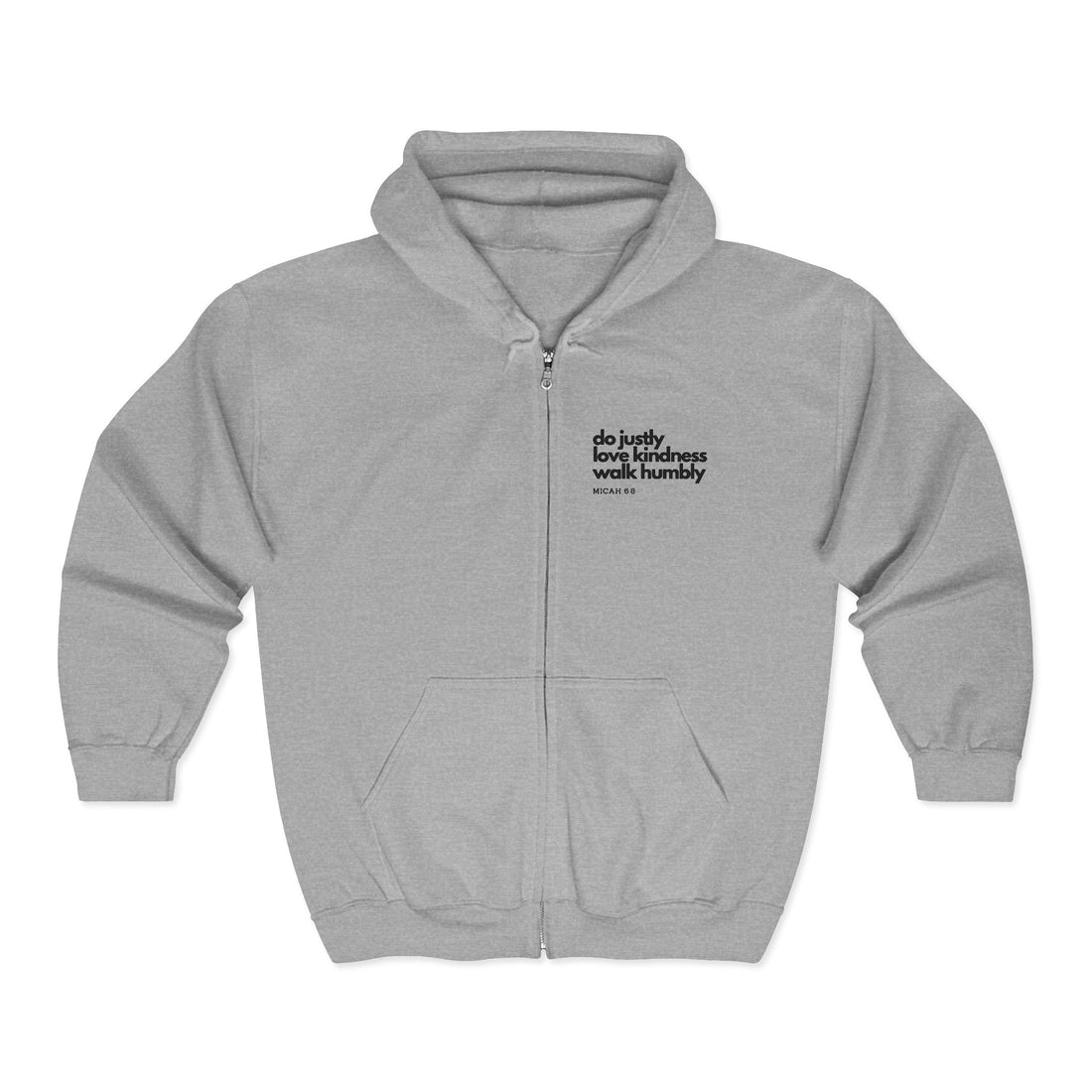 Unisex Heavy Blend™ Full Zip Hooded Sweatshirt:  Micah 6:8 do justly love kindness walk humbly