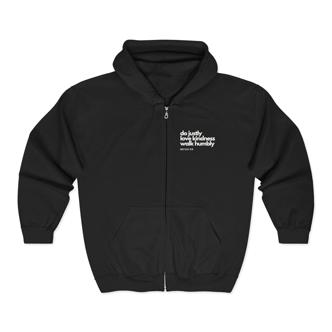 Unisex Heavy Blend™ Full Zip Hooded Sweatshirt:  Micah 6:8 do justly love kindness walk humbly
