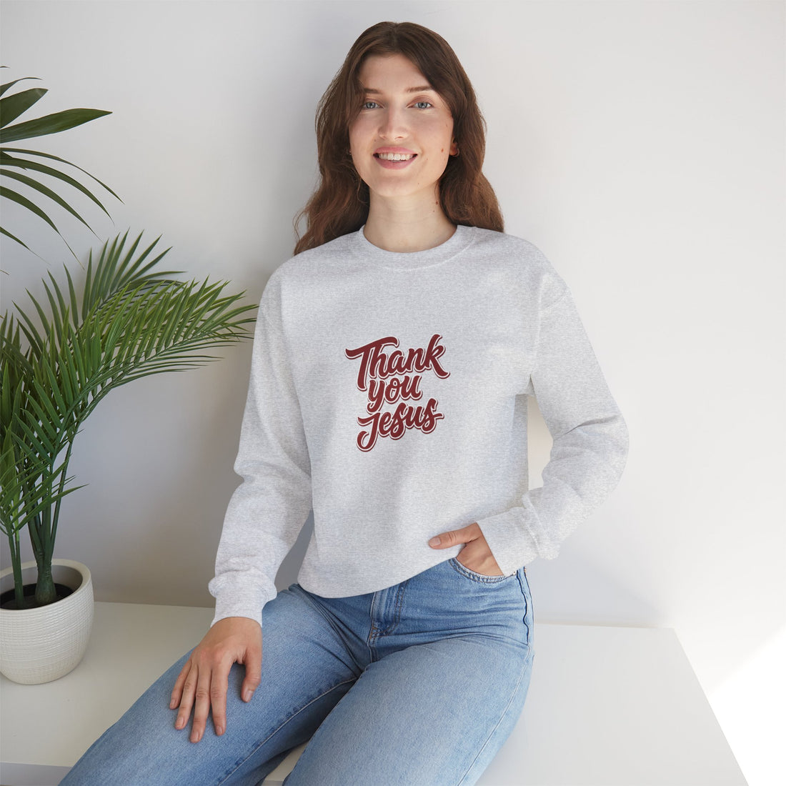 Thank You Jesus Crewneck Sweatshirt — Christian Faith Graphic Pullover