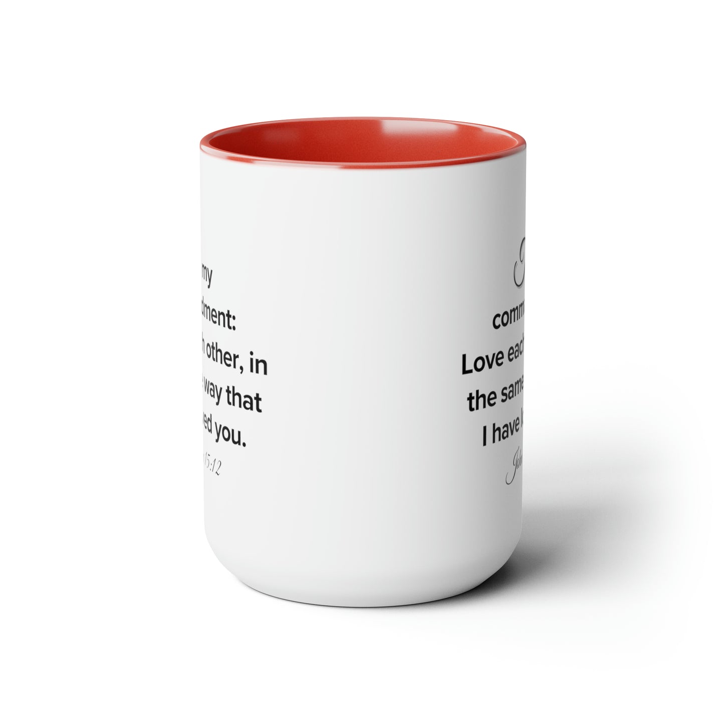 John 15:12, Two-Tone Coffee Mugs