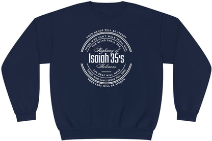 Isaiah 35, NuBlend® Crewneck Christian Sweatshirt for men and women navy