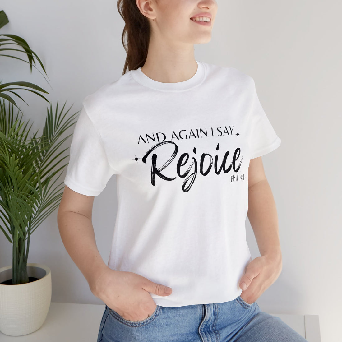 Philippians 4:4 Rejoice, Christian T-shirt for Men and Women, Express Shipping