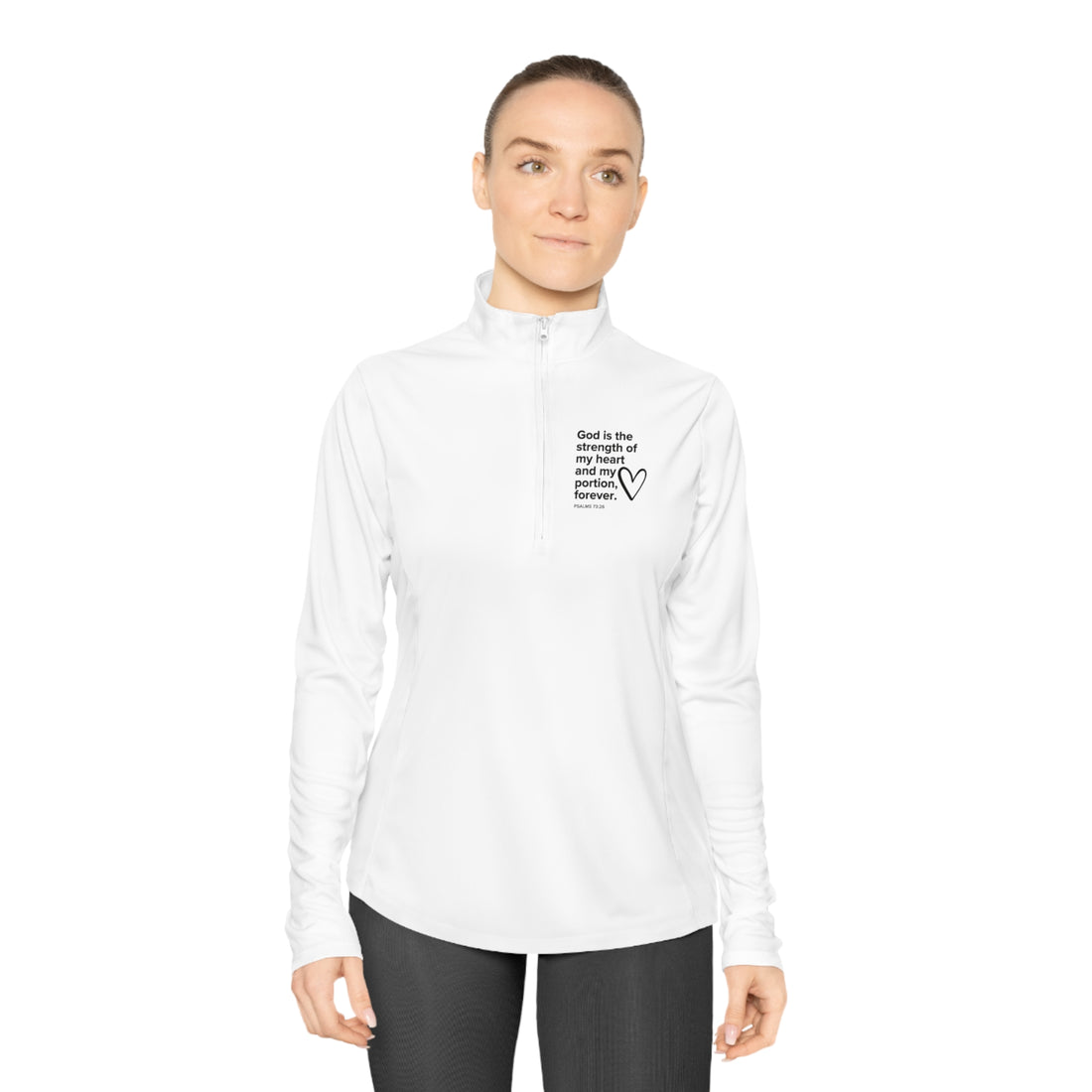 Psalms 73:26, Christian Quarter-Zip Pullover for Women