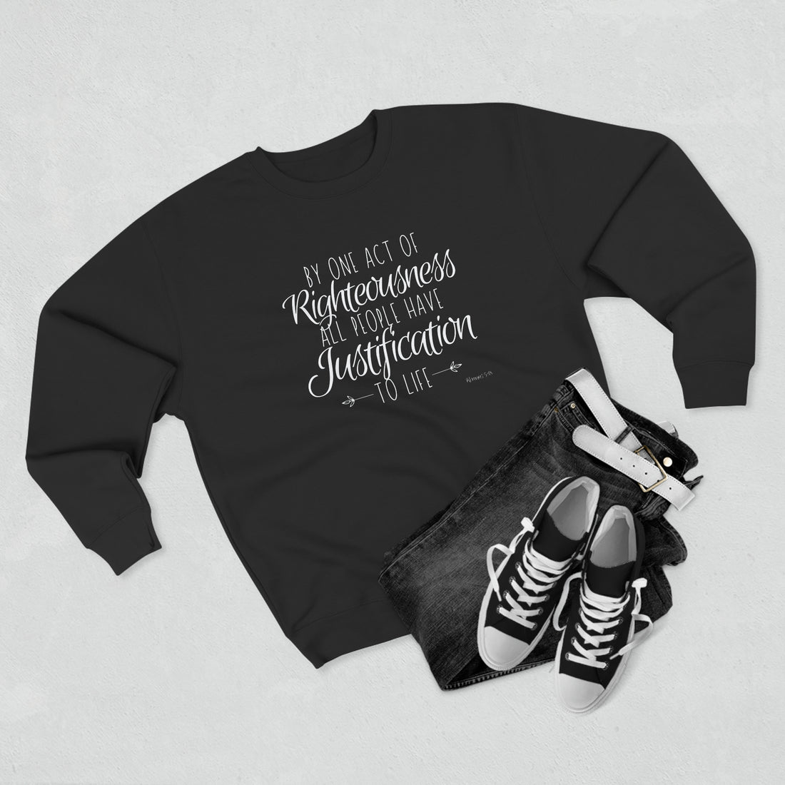 Romans 5.18, Crewneck Christian Sweatshirt for Women