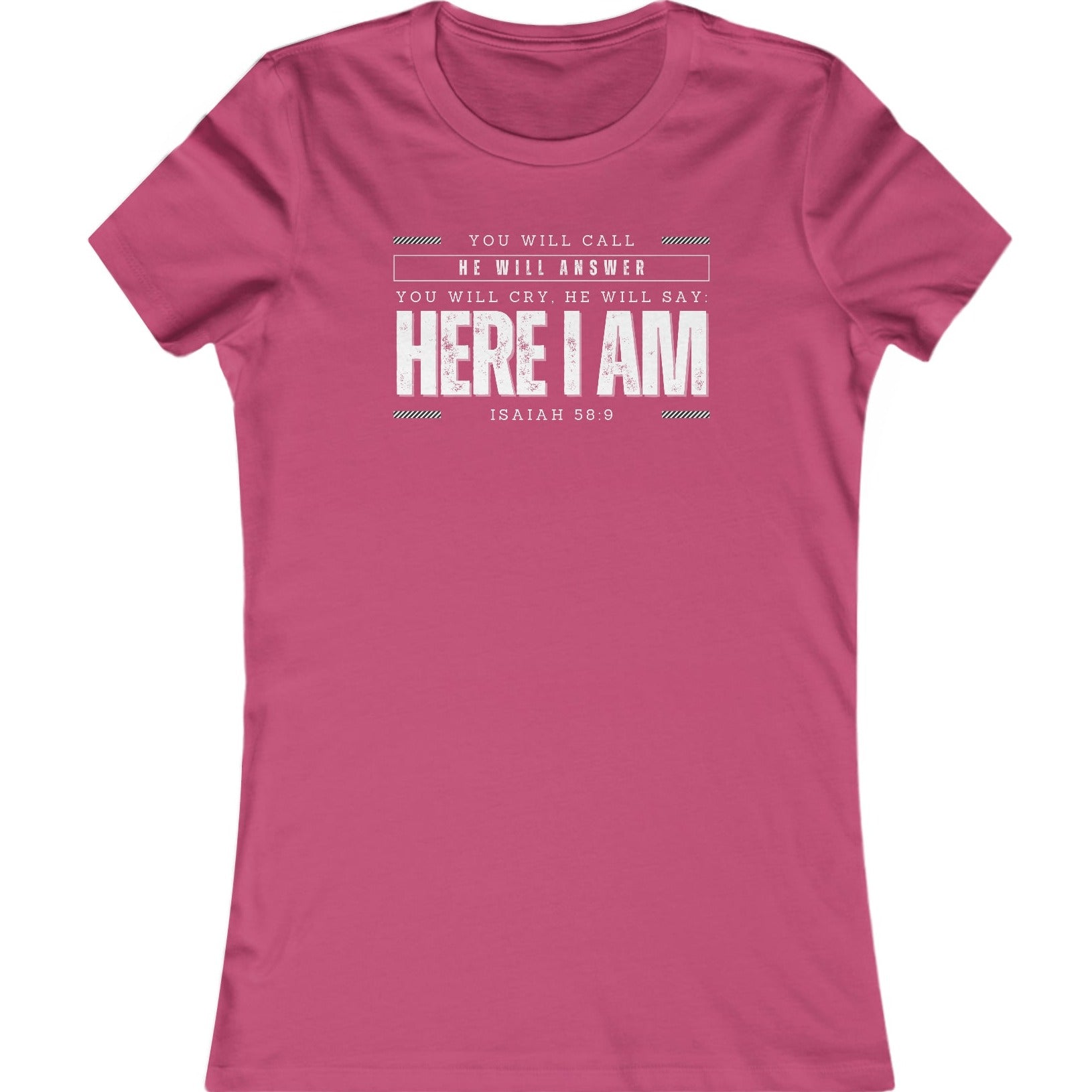 Isaiah 58:9, Women's Favorite Tee, Christian T Shirt for women Berry