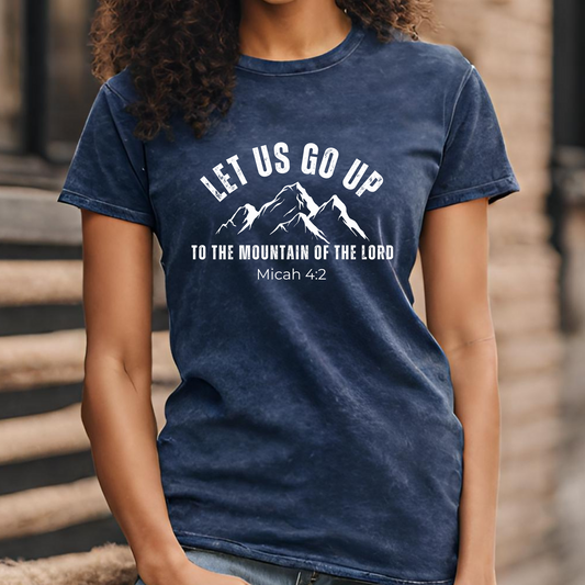 Micah 4:2, Unisex Mineral Wash Christian T-Shirt for men and woman navy blue