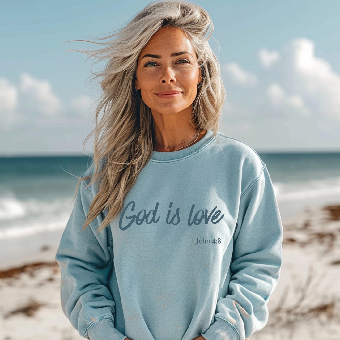 1 John 4:8 God is Love, Garment-Dyed Christian Sweatshirt for men and women