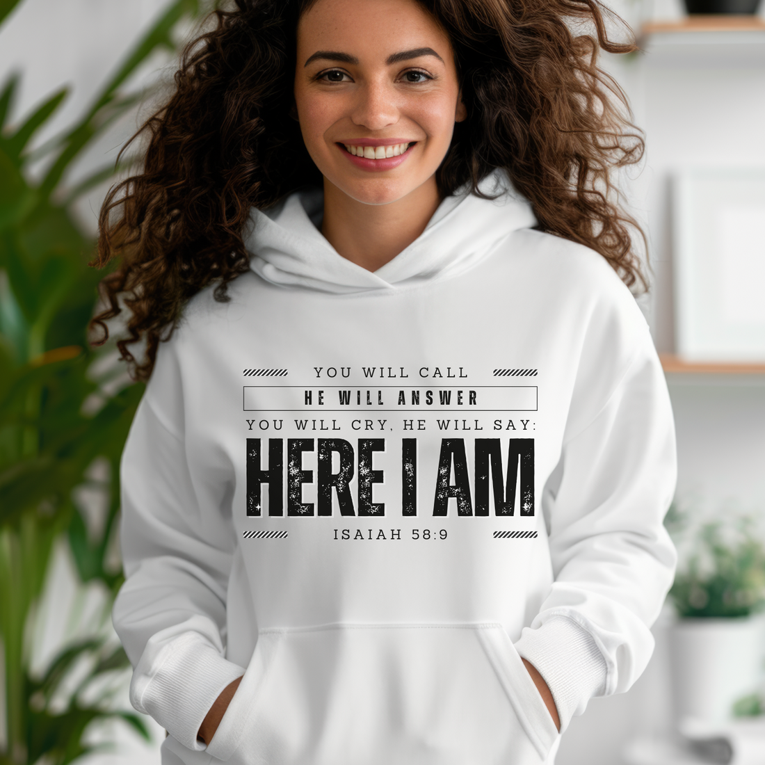 Isaiah 58.9 Here I am, Heavy Blend™ Christian Hoodie for Men and Women
