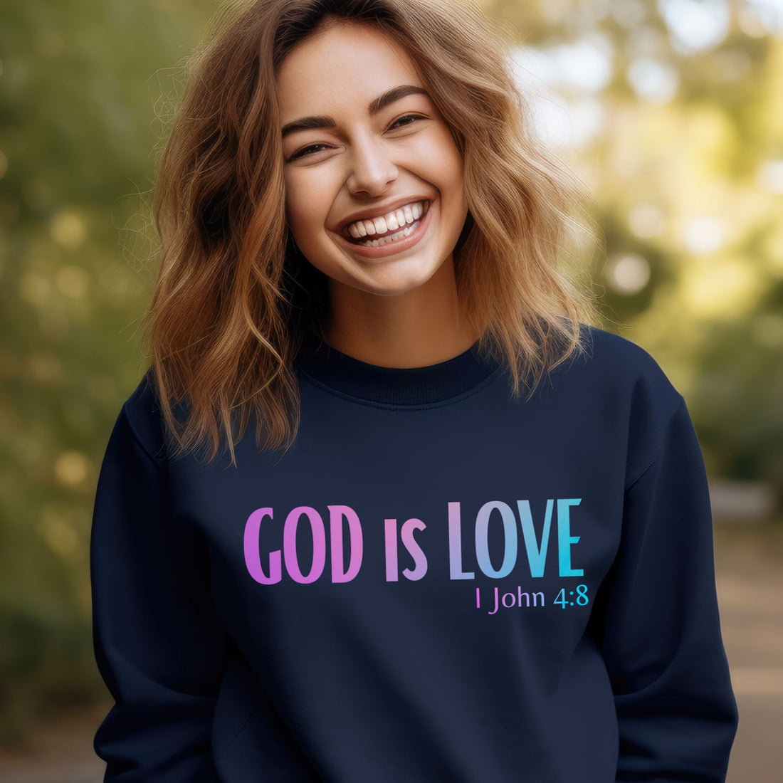 1 John 4:8 God is Love, Garment-Dyed Christian Sweatshirt for men and women