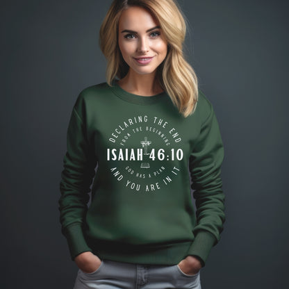 Sweatshirt, Isaiah 46.10, Gildan 18000, men and women, forest green