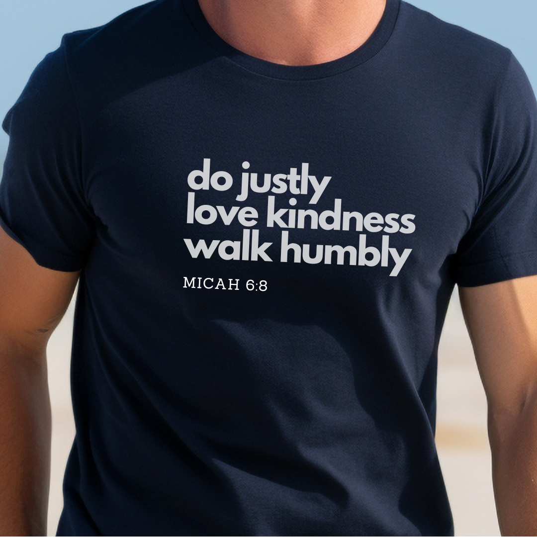 Micah 6.8 men's tee navy blue