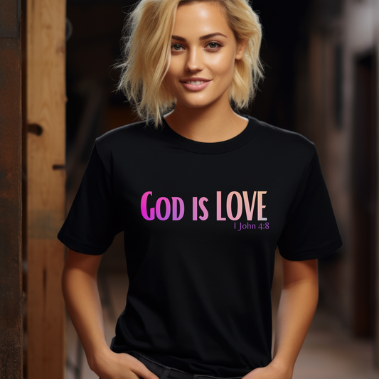 1 John 4:8 God is Love, Christian Garment-Dyed T-shirt for men and women black