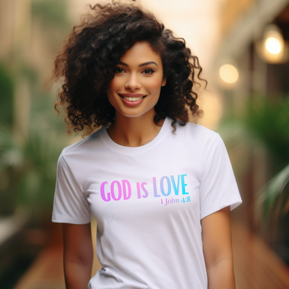 1 John 4:8 God is Love, Christian Garment-Dyed T-shirt for men and women white
