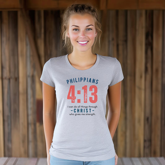 Philippians 4:13, Slim Fit T-shirt for Women, 30% off